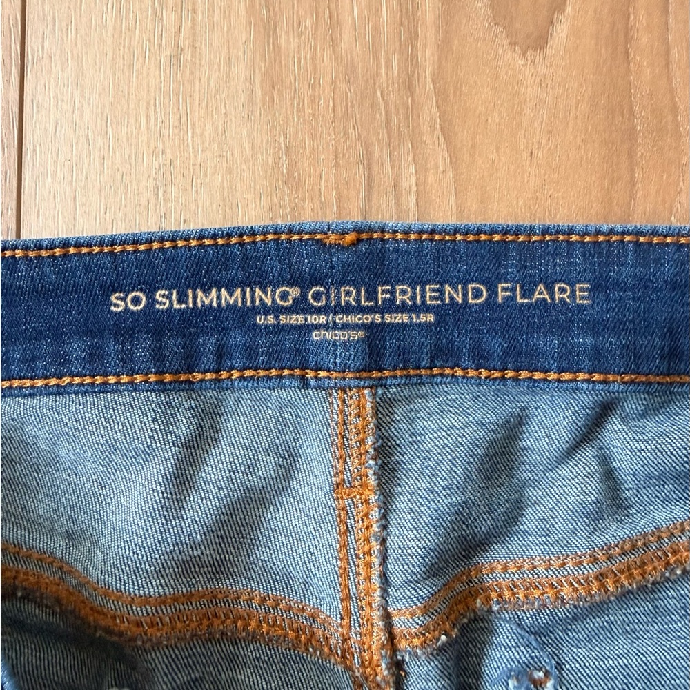 Chico's Blue Patchwork Flare Jeans - image 3